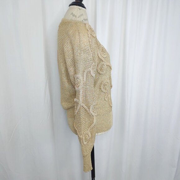 Vintage Suzelle Sweater Medium Gold Knit Textured - Picture 6 of 11